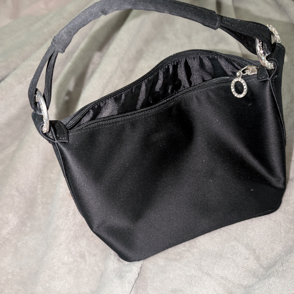 Source Unknown Black Shoulder Bag with Silver Accents